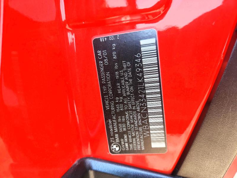 Продаж на аукціоні авто 2001 Bmw Z3, vin: WBACN33421LK49346, номер лоту: 60808936