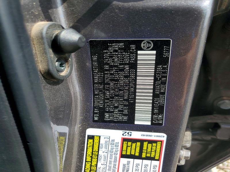 Продажа на аукционе авто 2023 Toyota Camry, vin: 4T1G11AK3PU758933, номер лота: 59129846