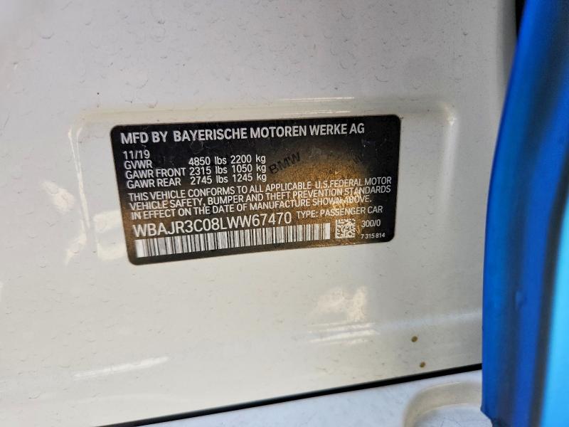 62343316 :رقم المزاد ، WBAJR3C08LWW67470 vin ، 2020 Bmw 530 مزاد بيع