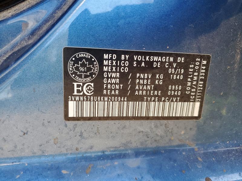 Aukcja sprzedaży 2019 Volkswagen Jetta, vin: 3VWN57BU6KM200944, numer aukcji: 61170176