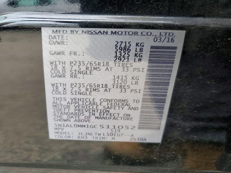2016 Infiniti Qx60 მანქანა იყიდება აუქციონზე, vin: 5N1AL0MM1GC511052, აუქციონის ნომერი: 61666156