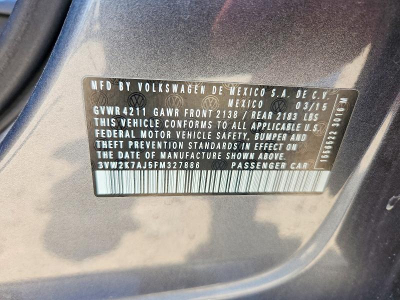 Продаж на аукціоні авто 2015 Volkswagen Jetta, vin: 3VW2K7AJ5FM327886, номер лоту: 62137136