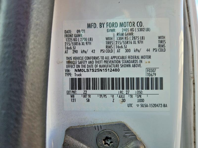 2022 Ford Transit Connect მანქანა იყიდება აუქციონზე, vin: NM0LS7S25N1512480, აუქციონის ნომერი: 62745956