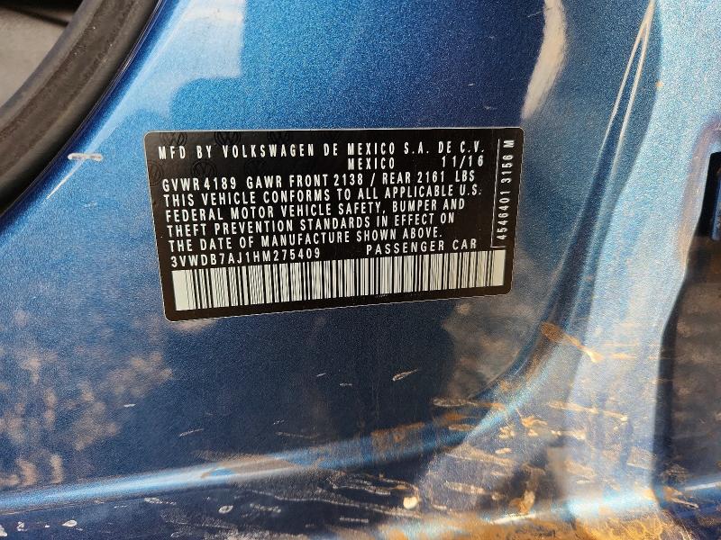 Продаж на аукціоні авто 2017 Volkswagen Jetta, vin: 3VWDB7AJ1HM275409, номер лоту: 59262906