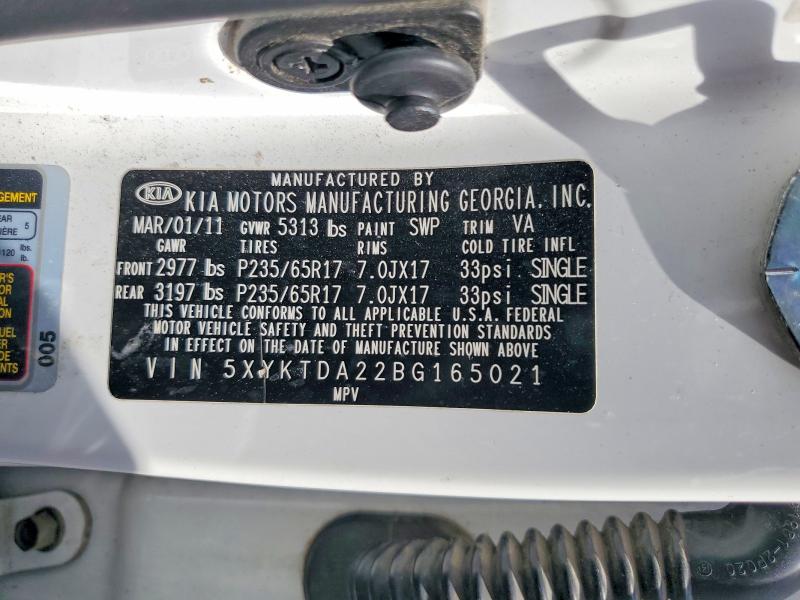 62154026 :رقم المزاد ، 5XYKTDA22BG165021 vin ، 2011 Kia Sorento مزاد بيع