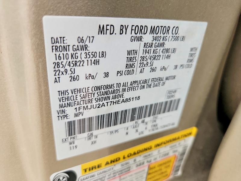 Продажа на аукционе авто 2017 Ford Expedition, vin: 1FMJU2AT7HEA85118, номер лота: 61667056