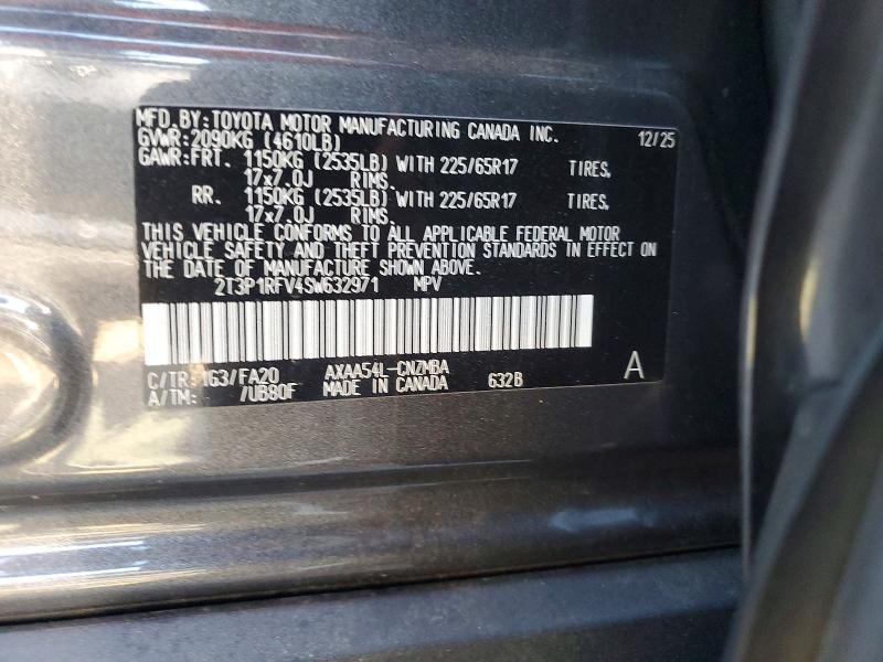 60500246 :رقم المزاد ، 2T3P1RFV4SW632971 vin ، 2025 Toyota Rav4 مزاد بيع