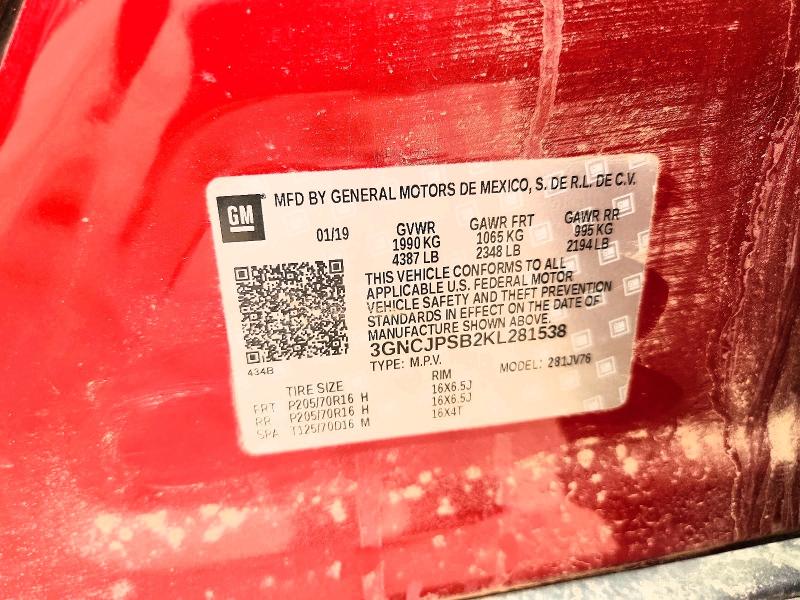 Продаж на аукціоні авто 2019 Chevrolet Trax, vin: 3GNCJPSB2KL281538, номер лоту: 61186626