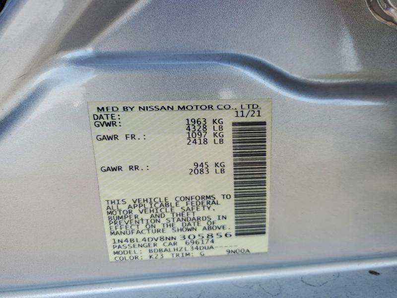 Aukcja sprzedaży 2022 Nissan Altima, vin: 1N4BL4DV8NN305856, numer aukcji: 61540726