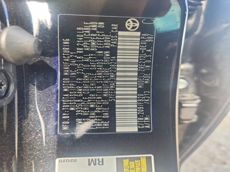 Продажа на аукционе авто 2021 Toyota Corolla, vin: 5YFEPMAE3MP238214, номер лота: 60413686
