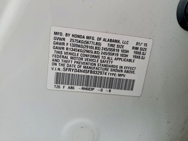 Aukcja sprzedaży 2015 Acura Mdx, vin: 5FRYD4H45FB032974, numer aukcji: 60215586