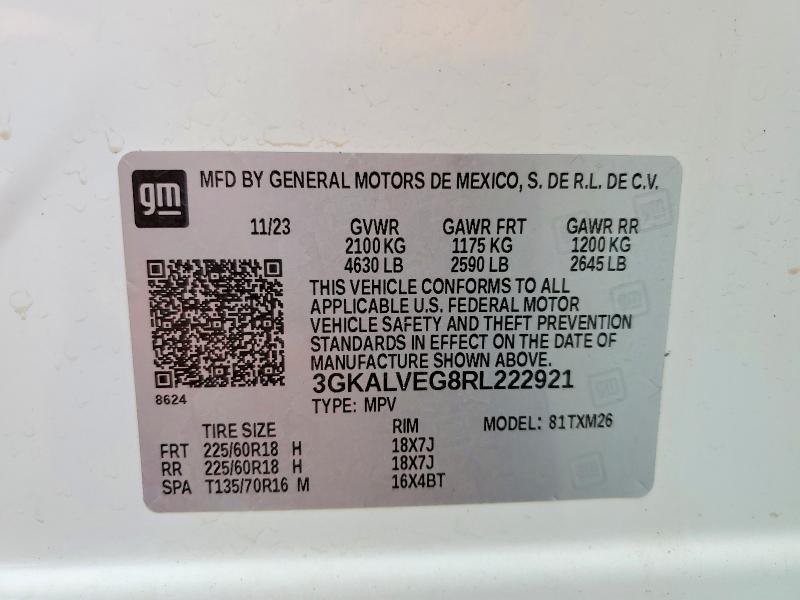 2024 Gmc Terrain მანქანა იყიდება აუქციონზე, vin: 3GKALVEG8RL222921, აუქციონის ნომერი: 62357016
