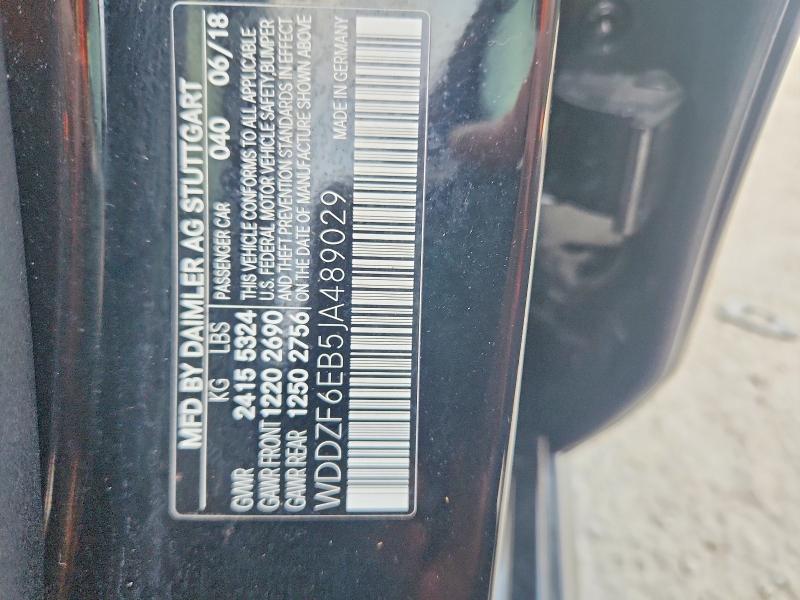 62378856 :رقم المزاد ، WDDZF6EB5JA489029 vin ، 2018 Mercedes-benz E مزاد بيع