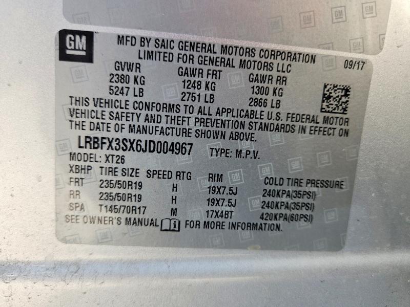 Продаж на аукціоні авто 2018 Buick Envision, vin: LRBFX3SX6JD004967, номер лоту: 62072296