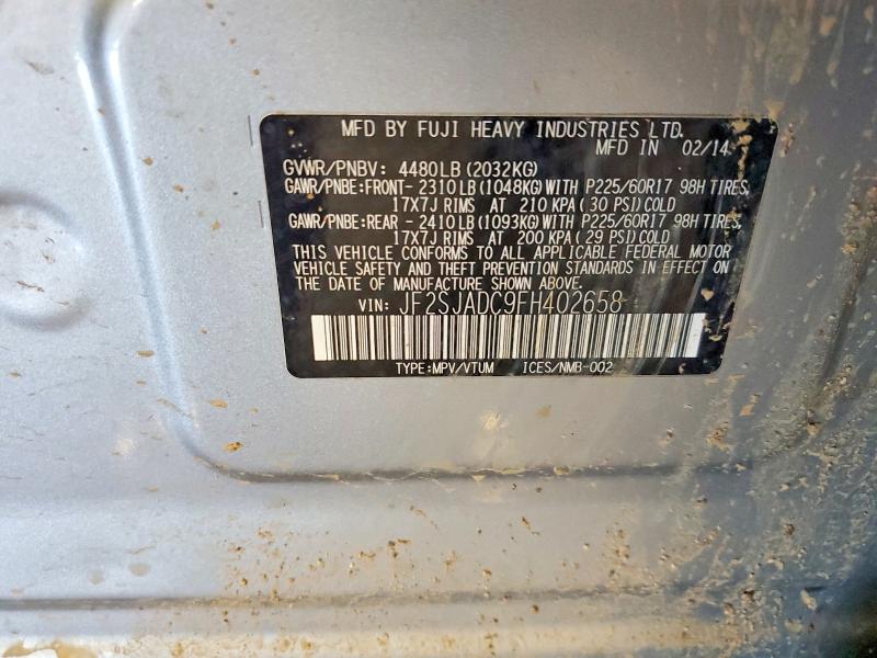 Продаж на аукціоні авто 2015 Subaru Forester, vin: JF2SJADC9FH402658, номер лоту: 61031756