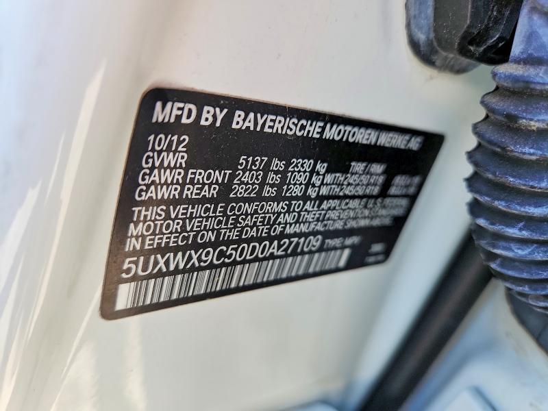 60398586 :رقم المزاد ، 5UXWX9C50D0A27109 vin ، 2013 Bmw X3 مزاد بيع