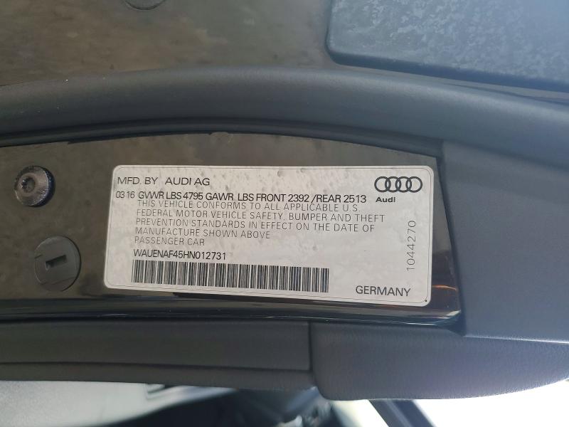 Продажа на аукционе авто 2017 Audi A4, vin: WAUENAF45HN012731, номер лота: 62283796