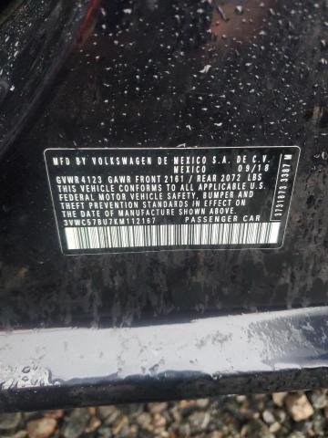 2019 Volkswagen Jetta მანქანა იყიდება აუქციონზე, vin: 3VWC57BU7KM112167, აუქციონის ნომერი: 63298866