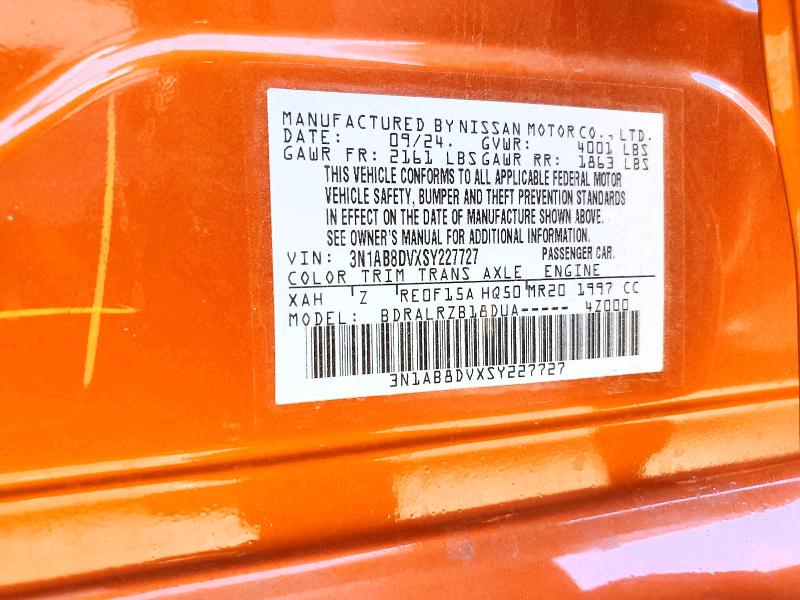 2025 Nissan Sentra მანქანა იყიდება აუქციონზე, vin: 3N1AB8DVXSY227727, აუქციონის ნომერი: 60020826
