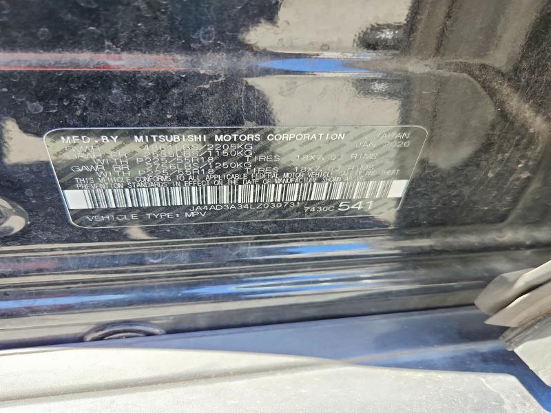 2020 Mitsubishi Outlander მანქანა იყიდება აუქციონზე, vin: JA4AD3A34LZ030731, აუქციონის ნომერი: 62165216