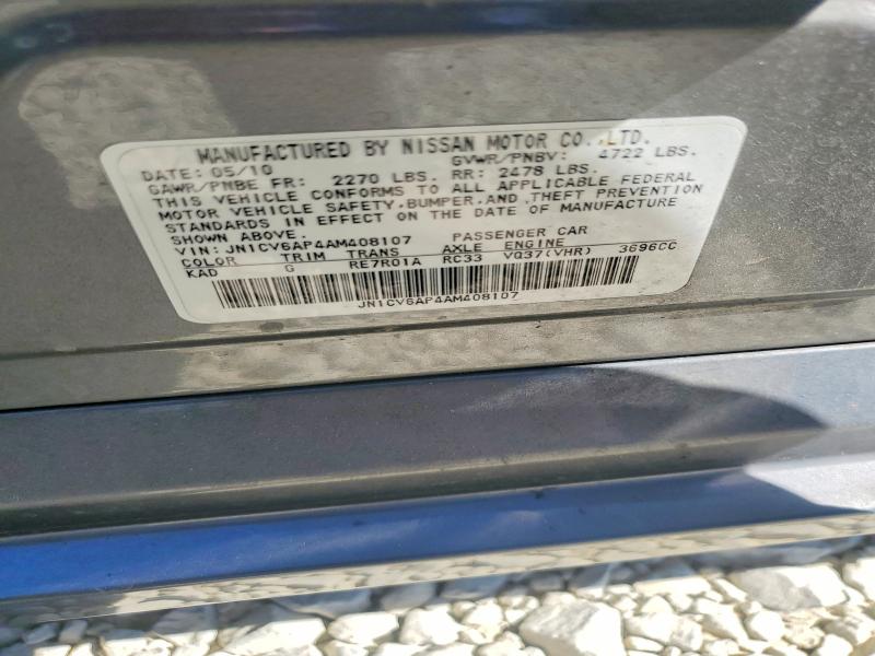 62769336 :رقم المزاد ، JN1CV6AP4AM408107 vin ، 2010 Infiniti G37 Sedan مزاد بيع