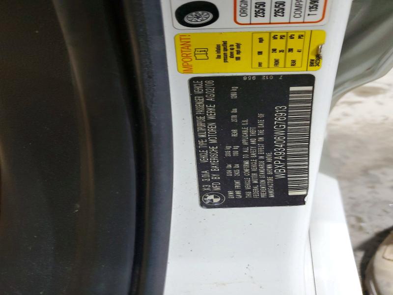 Aukcja sprzedaży 2006 Bmw X3, vin: WBXPA93406WG76913, numer aukcji: 58759426