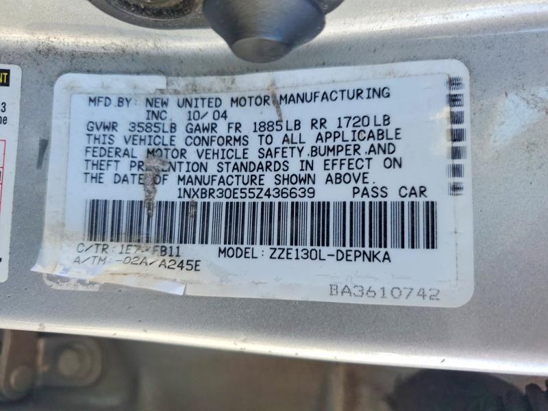 60134386 :رقم المزاد ، 1NXBR30E55Z436639 vin ، 2005 Toyota Corolla مزاد بيع