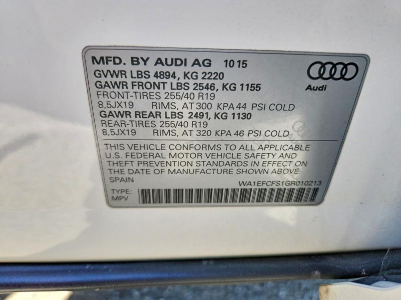 Продажа на аукционе авто 2016 Audi Q3, vin: WA1EFCFS1GR010213, номер лота: 59683526