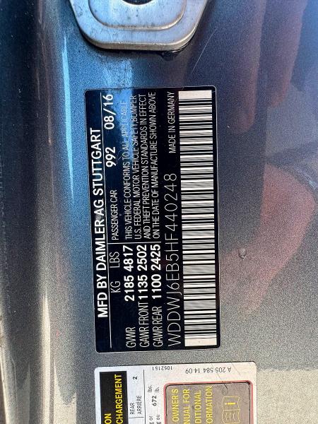 2017 Mercedes-benz C მანქანა იყიდება აუქციონზე, vin: WDDWJ6EB5HF440248, აუქციონის ნომერი: 62326936