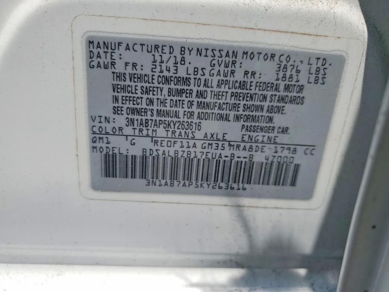 Aukcja sprzedaży 2019 Nissan Sentra, vin: 3N1AB7AP5KY263616, numer aukcji: 62788236