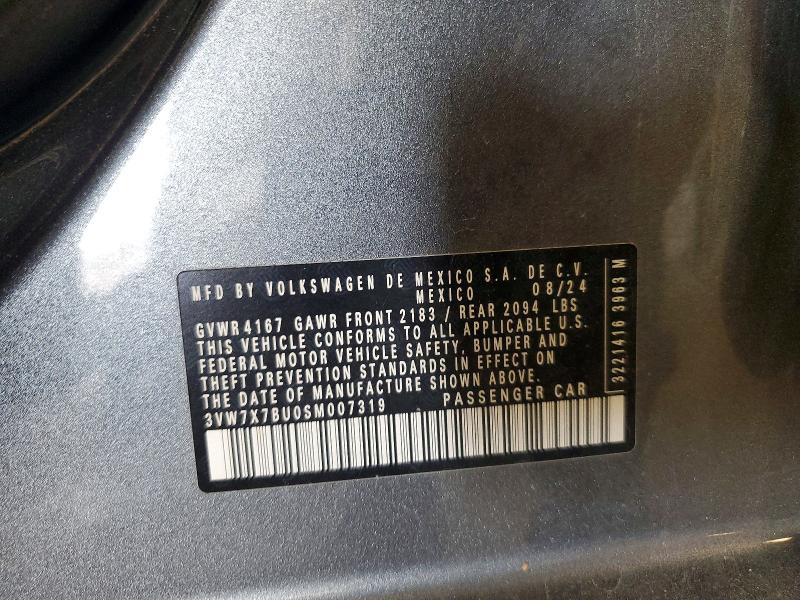 62450716 :رقم المزاد ، 3VW7X7BU0SM007319 vin ، 2025 Volkswagen Jetta مزاد بيع