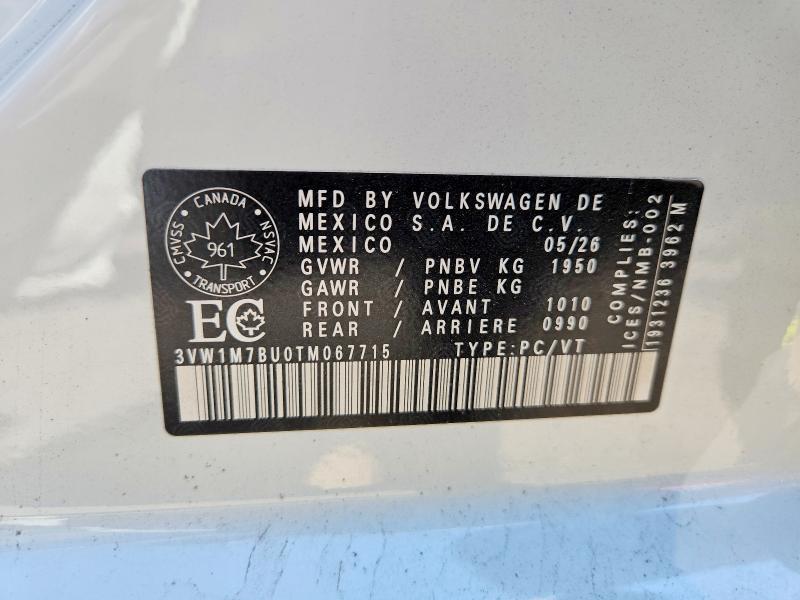 Продажа на аукционе авто 2026 Volkswagen Jetta, vin: 3VW1M7BU0TM067715, номер лота: 61208626