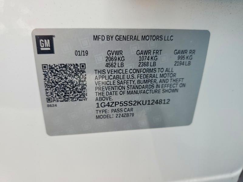 Aukcja sprzedaży 2019 Buick Lacrosse, vin: 1G4ZP5SS2KU124812, numer aukcji: 61337816