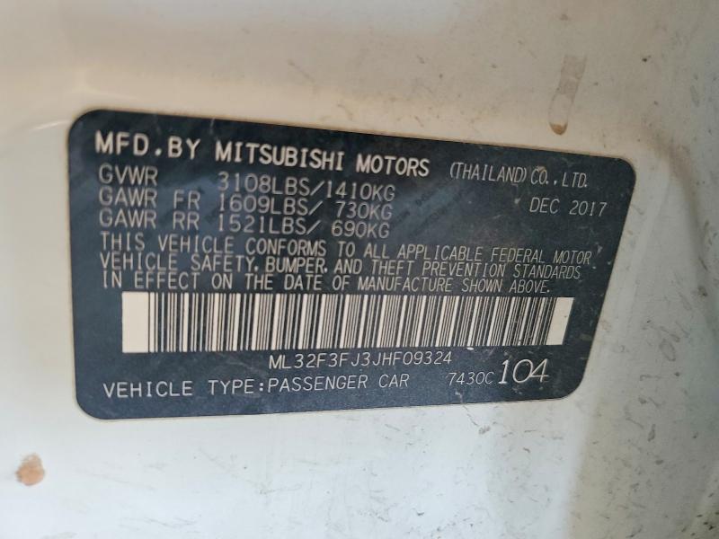 2018 Mitsubishi Mirage მანქანა იყიდება აუქციონზე, vin: ML32F3FJ3JHF09324, აუქციონის ნომერი: 60838086