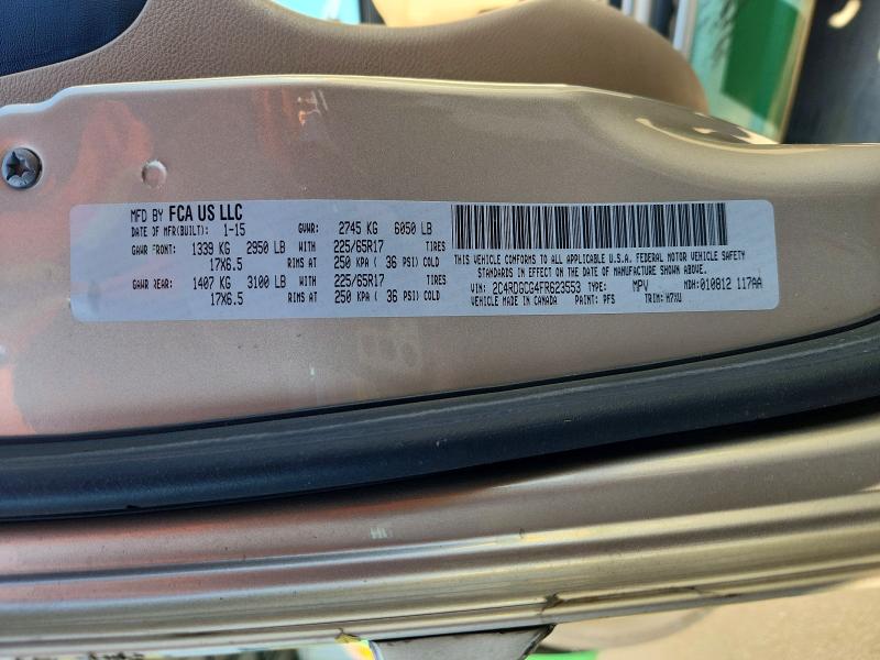 2015 Dodge Grand Caravan მანქანა იყიდება აუქციონზე, vin: 2C4RDGCG4FR623553, აუქციონის ნომერი: 62503076