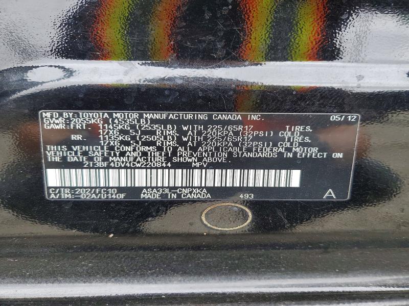 59875566 :رقم المزاد ، 2T3BF4DV4CW220844 vin ، 2012 Toyota Rav4 مزاد بيع