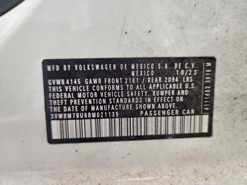 2024 Volkswagen Jetta მანქანა იყიდება აუქციონზე, vin: 3VWBM7BU6RM021139, აუქციონის ნომერი: 59102746