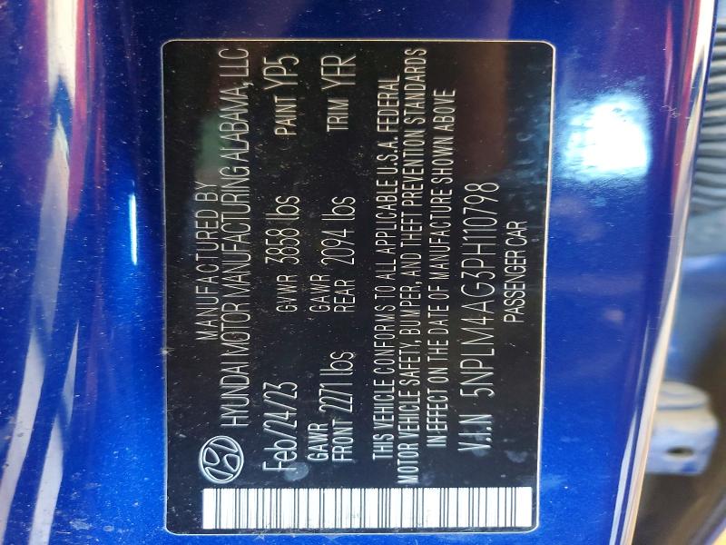 Aukcja sprzedaży 2023 Hyundai Elantra, vin: 5NPLM4AG3PH110798, numer aukcji: 61984216
