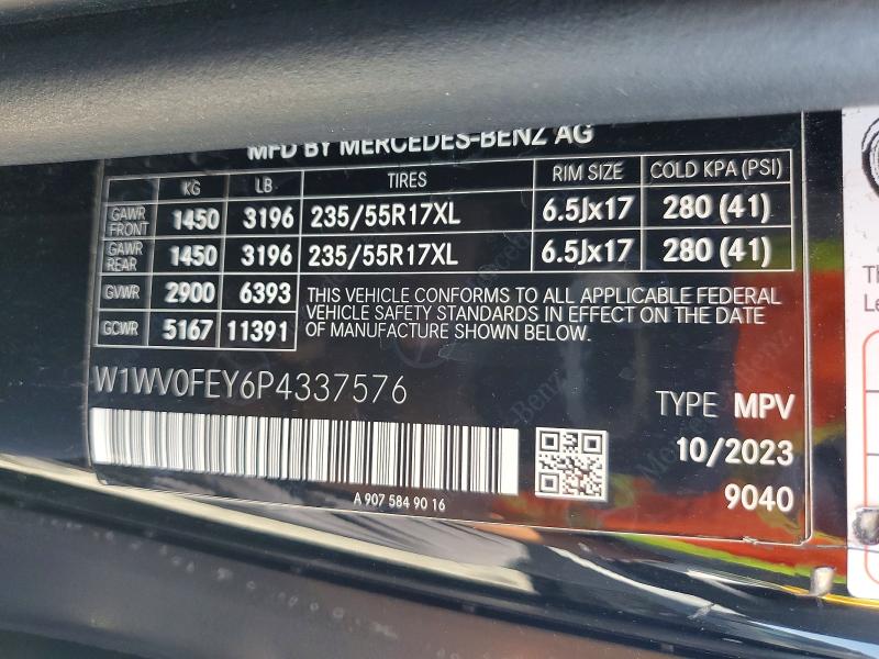 62594046 :رقم المزاد ، W1WV0FEY6P4337576 vin ، 2023 Mercedes-benz Metris مزاد بيع