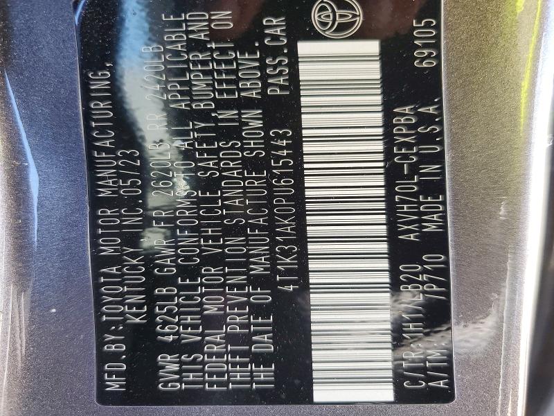 62423746 :رقم المزاد ، 4T1K31AK0PU615443 vin ، 2023 Toyota Camry مزاد بيع