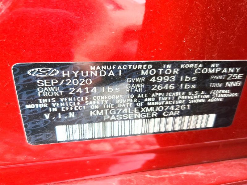 60115086 :رقم المزاد ، KMTG74LEXMU074261 vin ، 2021 Genesis G70 مزاد بيع