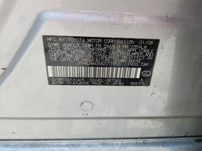 60198066 :رقم المزاد ، JTHBJ46G582211453 vin ، 2008 Lexus Es مزاد بيع