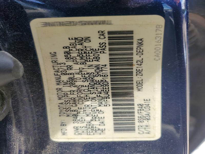 Aukcja sprzedaży 2013 Toyota Corolla, vin: 5YFBU4EE9DP161774, numer aukcji: 61509276