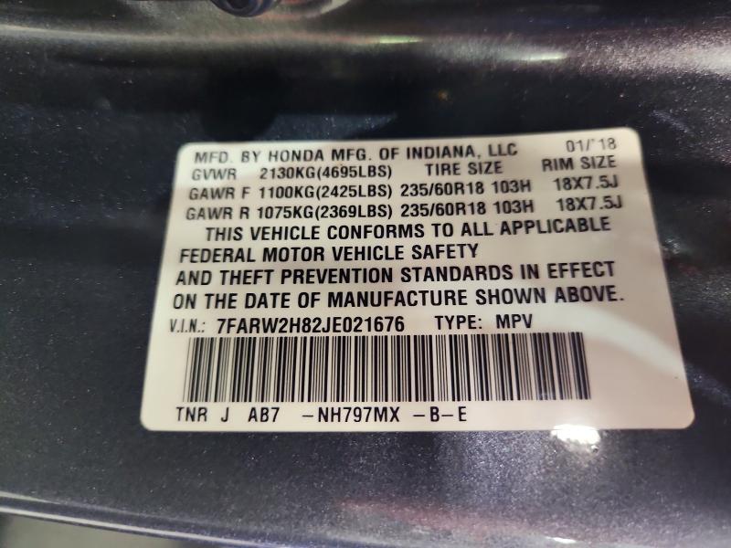 Продажа на аукционе авто 2018 Honda Cr-v, vin: 7FARW2H82JE021676, номер лота: 60557386