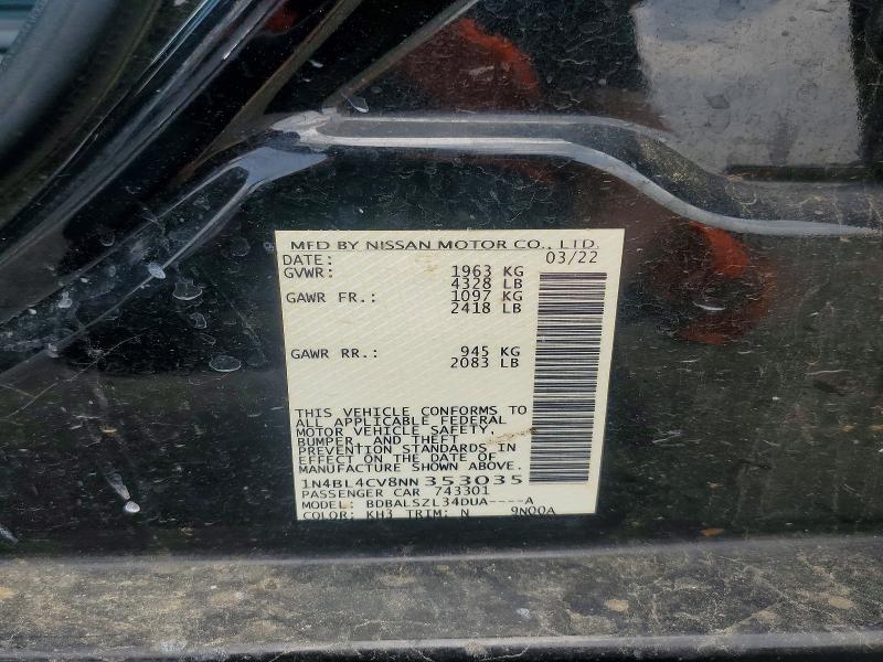 Aukcja sprzedaży 2022 Nissan Altima, vin: 1N4BL4CV8NN353035, numer aukcji: 60544796