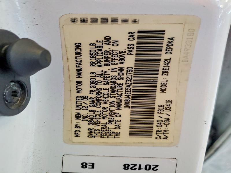Aukcja sprzedaży 2010 Toyota Corolla, vin: 1NXBU4EE5AZ321790, numer aukcji: 62786736