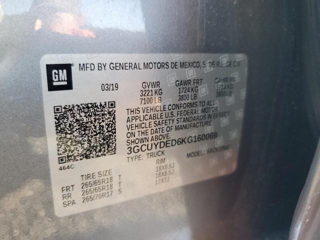 62525626 :رقم المزاد ، 3GCUYDED6KG160069 vin ، 2019 Chevrolet Silverado مزاد بيع