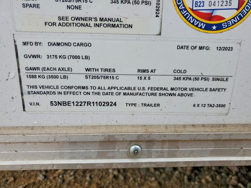 Продаж на аукціоні авто 2024 Diamond Cargo Unknown, vin: 53NBE1227R1102924, номер лоту: 59860636