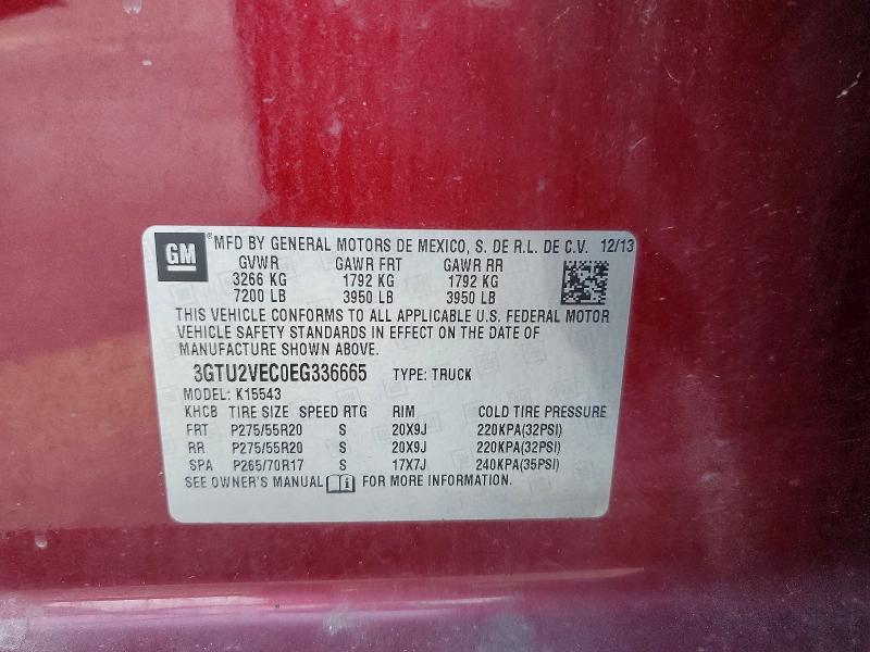 60878846 :رقم المزاد ، 3GTU2VEC0EG336665 vin ، 2014 Gmc Sierra مزاد بيع