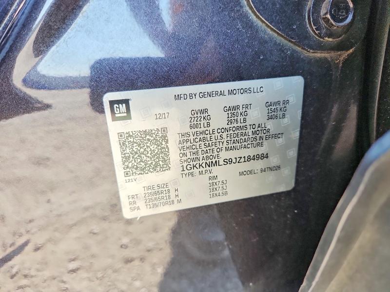 Aukcja sprzedaży 2018 Gmc Acadia, vin: 1GKKNMLS9JZ184984, numer aukcji: 61214166